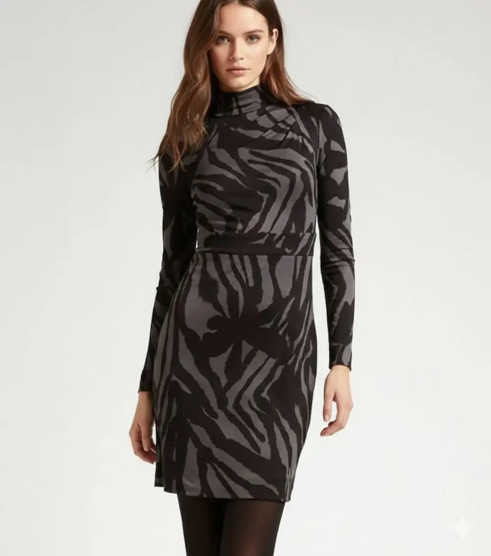 Tory Burch Interlock 100% Silck Mock Neck Dress